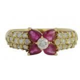 18kt Gold 1.24 ct Natural Ruby & Diamond Ring