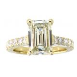 14k Gold 4.92 ct Emerald Cut Lab Diamond Ring