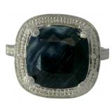 Cushion Cut 4.21 ct Natural Sapphir & Diamond Ring