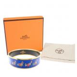 Hermes Enamel GM Gold Blue Bracelet