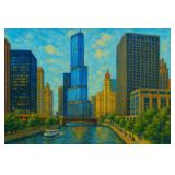 The Chicago Riverwalk On Canvas By Van Gogh Ltd