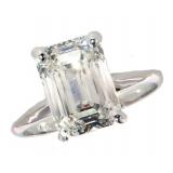 14kt Gold Emerald Cut 4.71 ct Lab Diamond Ring