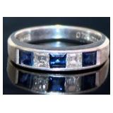 Platinum 1.11ct Natural Sapphire & VS Diamond Ring