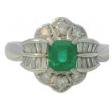 Platinum 1.11 ct Natural Emerald & VS Diamond Ring