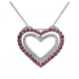 Natural 3.00 ct Burma Ruby Heart Necklace