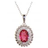 Oval 2.25 ct Ruby & Diamond Necklace