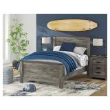 Full Frandern Rustic Gray Panel Bed & Nightstand