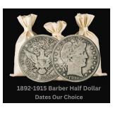 Mixed Date: 1892-1915 Barber Silver Half Dollar