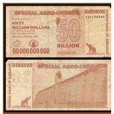 50 Billion Dollar Zimbabwe Banknote