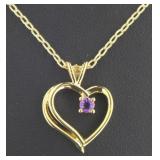 Genuine Amethyst Heart Pendant