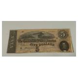 1864 $5 Confederate States Bank Note