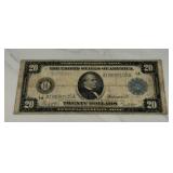 1914 Blue Seal  $20 Large Bank Note