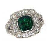 Elegant Emerald & White Sapphire Ring