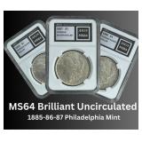 1885-86-87 Philadelphia Morgan Silver Dollar