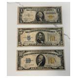 1934-1935 North Africa Silver Cert $1, $5 $10 Bill