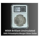 1885 Philadelphia MS64 Morgan Silver Dollar