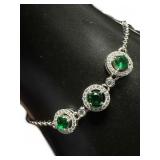 Round Emerald Halo Designer Bolo Bracelet