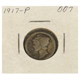 1917 - Philadelphia Mint Mercury Silver Dime