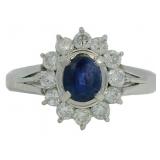 Platinum .95 ct Natural Sapphire & Diamond Ring
