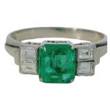 Platinum 1.55 ct Natural Emerald & VS Diamond Ring
