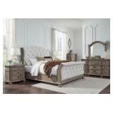 Ashley Upholstered Sleigh Bed 5 pc Bedroom