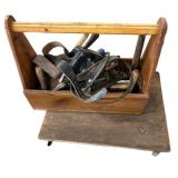 Wood Tool Box wï¿½ Tools & Rollaround Cart