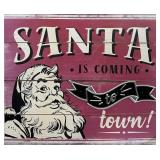 Wood Santa is Coming to Town Sign