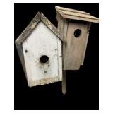 (2) Rustic Homemade Bird Houses