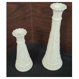 Pair of Vintage Milk Glass Bud Vases