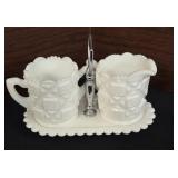vintage Fenton Hobnail Milk Glass Creamer and