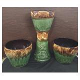 Majolica Planters On Pedestal Bases