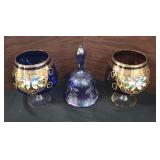 Cobalt Blue Gold Gilt Hand Painted Air Twist Stem
