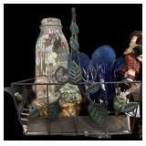 Wire Basket wï¿½ Tulip Vase & Vintage Dolls & 2