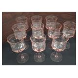 1940s Pink Depression Wine Glasses- Set of 10