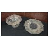 pieces of vintage etched glass, likely from the