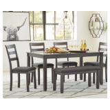 Ashley D383 Gray 5 pc Bar Table & 4 Stools