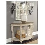 Realyn Antique White Sofa Table