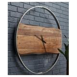 Striking Brown Wood Clock With Silver Finish