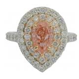 Fancy 3.15 ct Pink Pear Cut VS Lab Diamond Ring