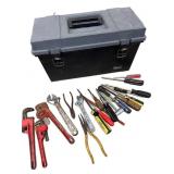 Tool Box wï¿½ Pipe Wrenches, Screwdrivers, Pliers,