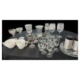 (8) Dessert Plates, Stemware, Vintage S & P,