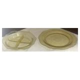 (2) PCS vintage yellow depression glass divided