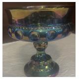 Indiana Carnival Glass Pedestal Thumbprint Candy