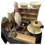 Wood Crate, Collander Stsnd, , Old Bowling Pin,