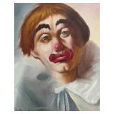 Signed Clown on Canvas