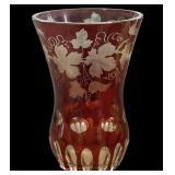 Ruby Etched Vase
