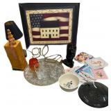 Estate Picture, Lamp, Gold Trim Plate, Amberina