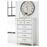 Beautiful Distressed Whitewash 5-Drawer Chest
