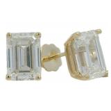 14k Gold 3.90 ct Emerald Cut Lab Diamond Earrings