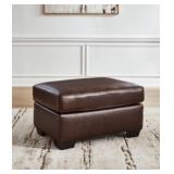 Ashley Santorine Dark Brown Leather Ottoman